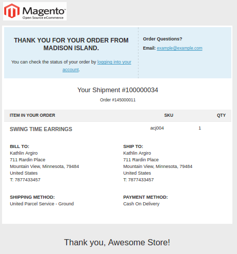 Magento Transactional Emails Templates- new shipment | Knowband