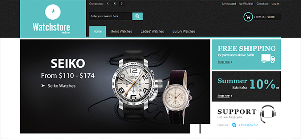 Some Top Free 2015 Magento Themes for your store- Watch Store | Knowband