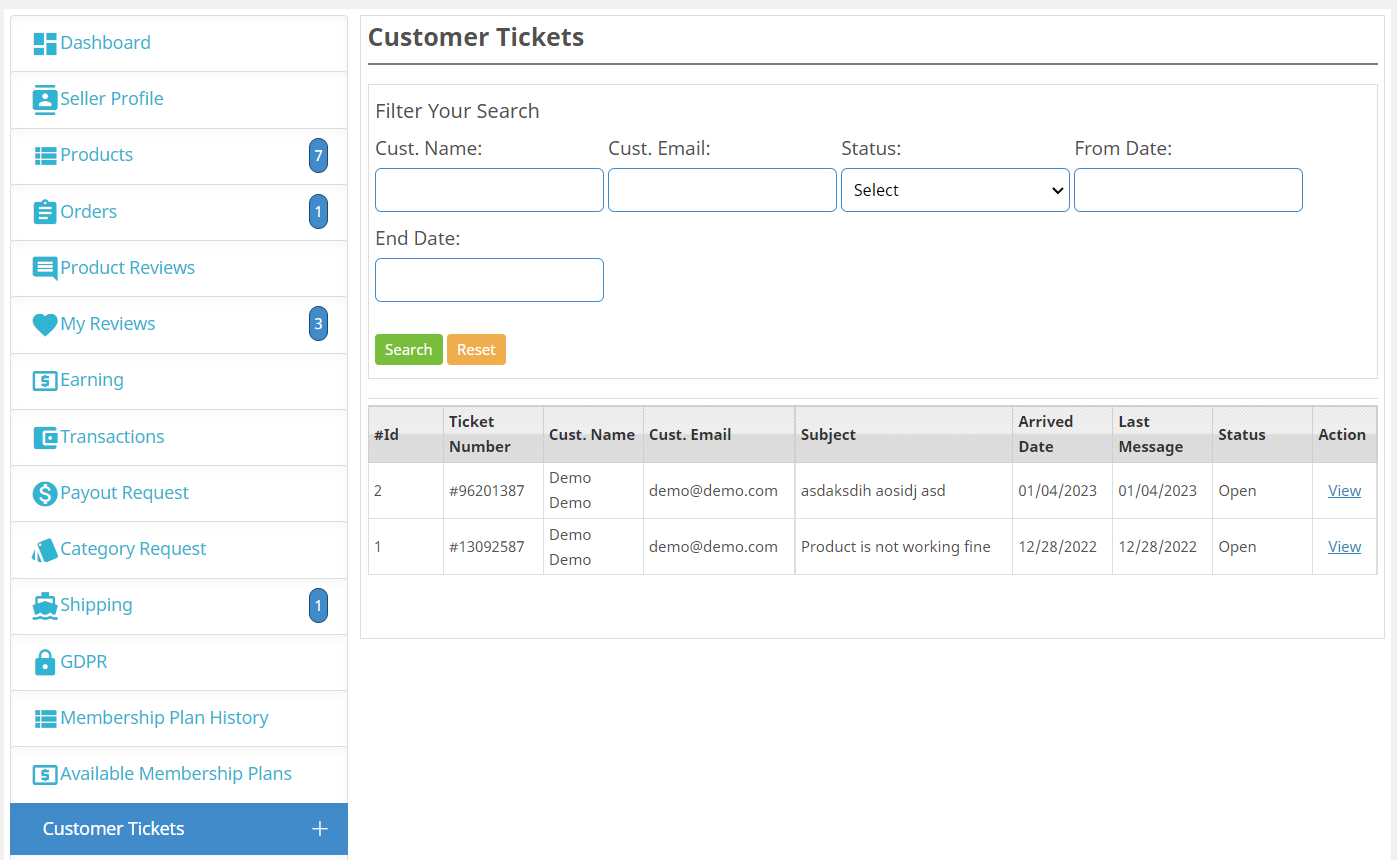 Sistema di ticket cliente venditore di PrestaShop Marketplace Addon.png di Knowband