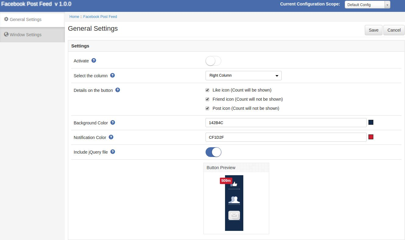 General Settings of magnto facebook post feed | knowband