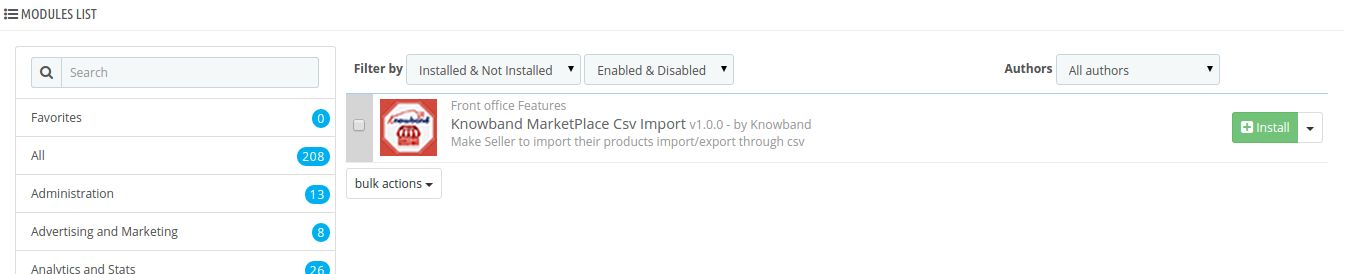 Installation de Prestashop marché CSV Importation addon Export | knowband