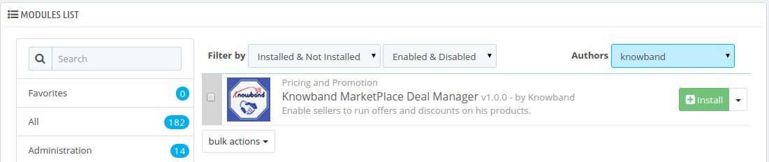 Installazione del componente aggiuntivo Deal Manager del Marketplace Prestashop | Knowband