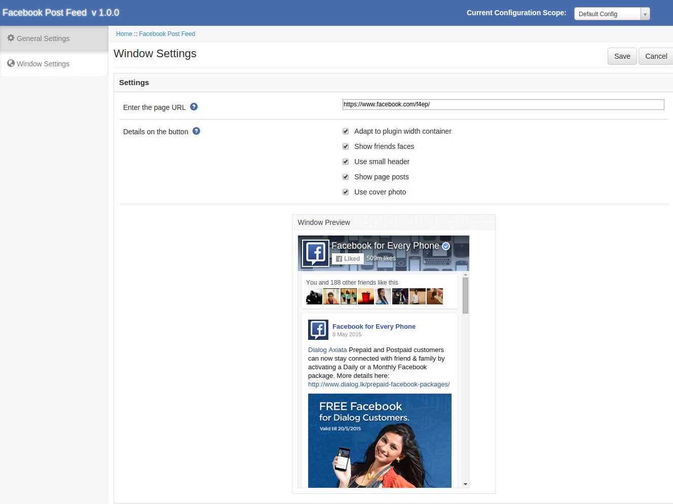 Impostazioni di Windows di magnto facebook post feed | Knowband