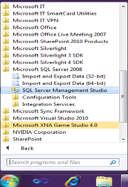 Configuration de Sql Server Management Studio 2008 - Emplacement de ssms dans le programme | bande de connaissances