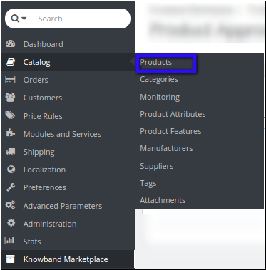 Admin interfaces- Menu location- Product | Knowband