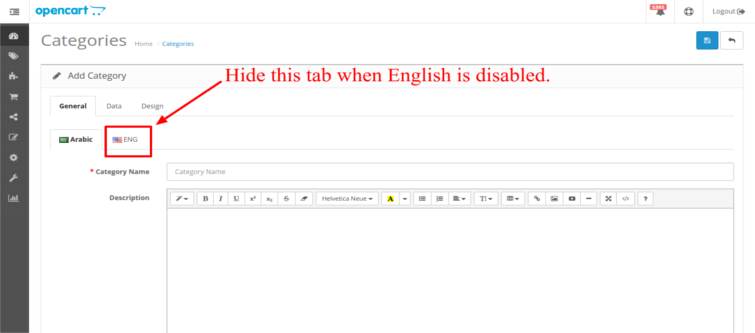Hide input fields for disabled languages in OpenCart while adding new category | Knowband