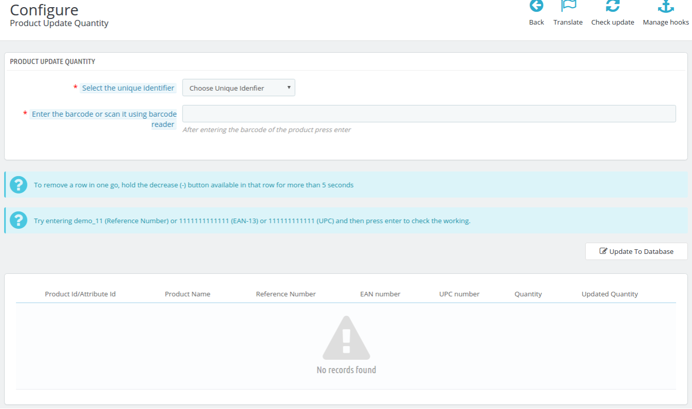 Prestashop product quantity update- Admin configuration panel | Knowband