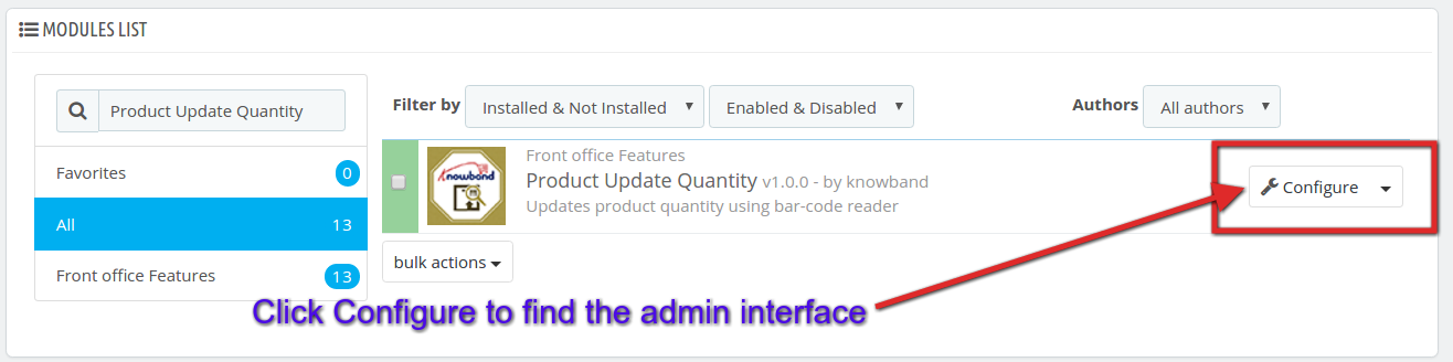 Prestashop product quantity update-admin konfiguracja interfejsu | Knowband