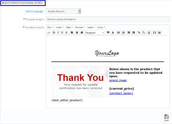 Prestashop Product Update Notification Addon-Email Settings