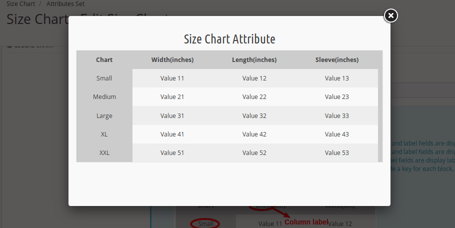Prestashop Product size chart addon preview option