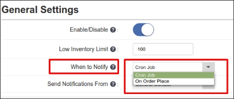 Magento MarketPlace Low Stock Alert Addon-General Setting| Knowband