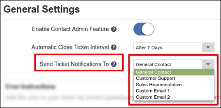 Magento Marketplace Contact Admin Addon-Configuration-Invia notifiche ticket a | Knowband