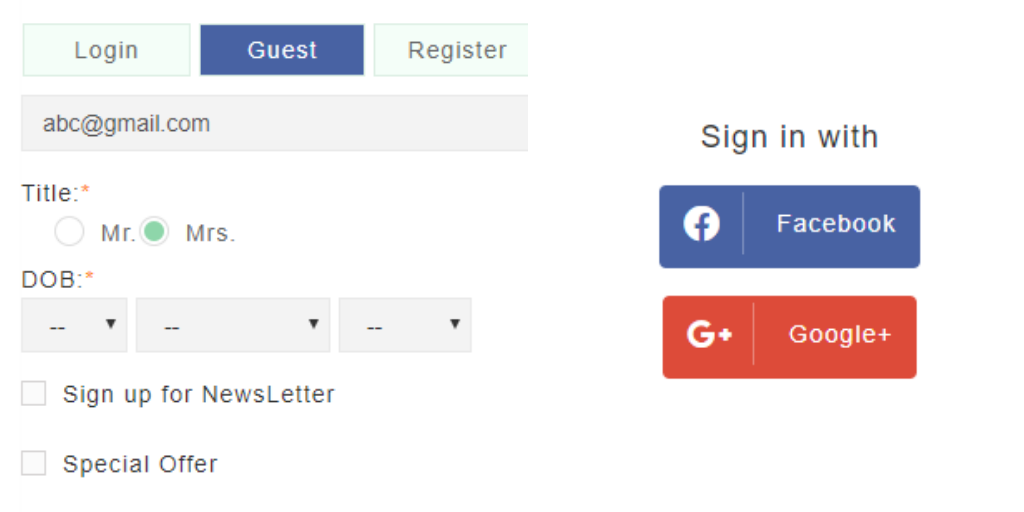 Guest Checkout and social login
