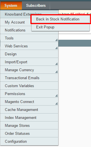 D: \ Wtyczki Magento \ Back In Stock Notification \ Screenshots \ Configuration System Magento Admin.png