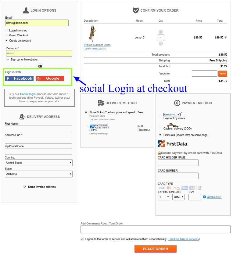 Accesso social alla pagina di checkout | KnowBand