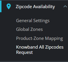menu for product availability zipcode module