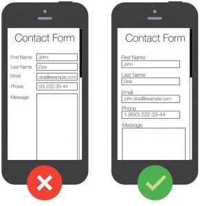 Formulaire de contact mobile