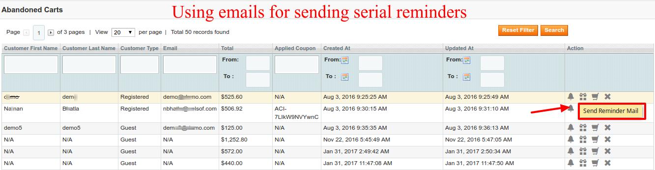 Using emails for sending serial reminder