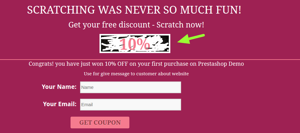 Modulo coupon PrestaShop Scratch