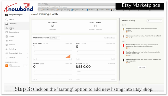 Add a product in Etsy Marketplace