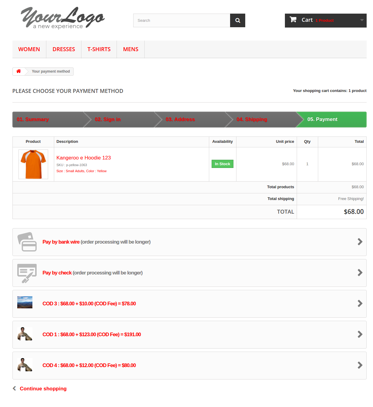 Front End | Prestashop Cash on Delivery with Fee Module