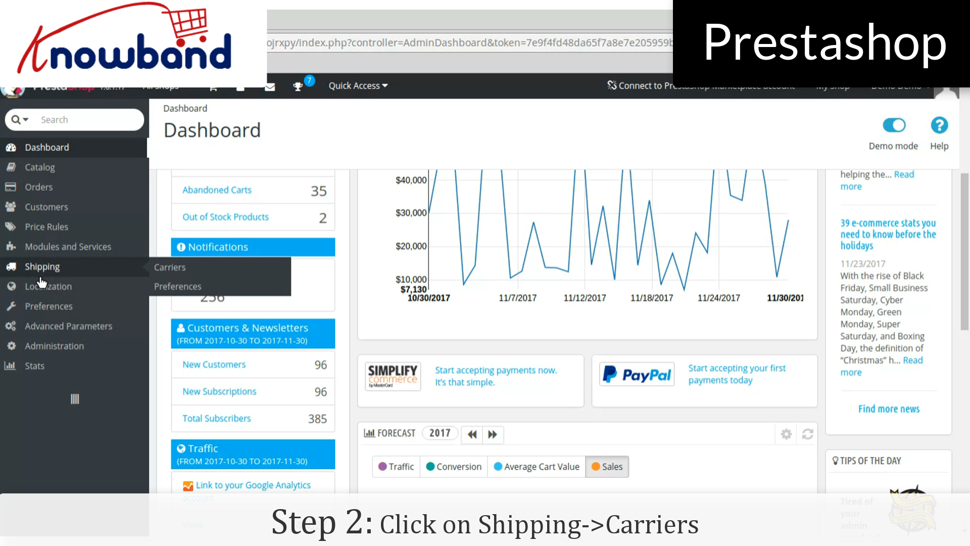 Shipping Tab | Knowband Demo Dashboard