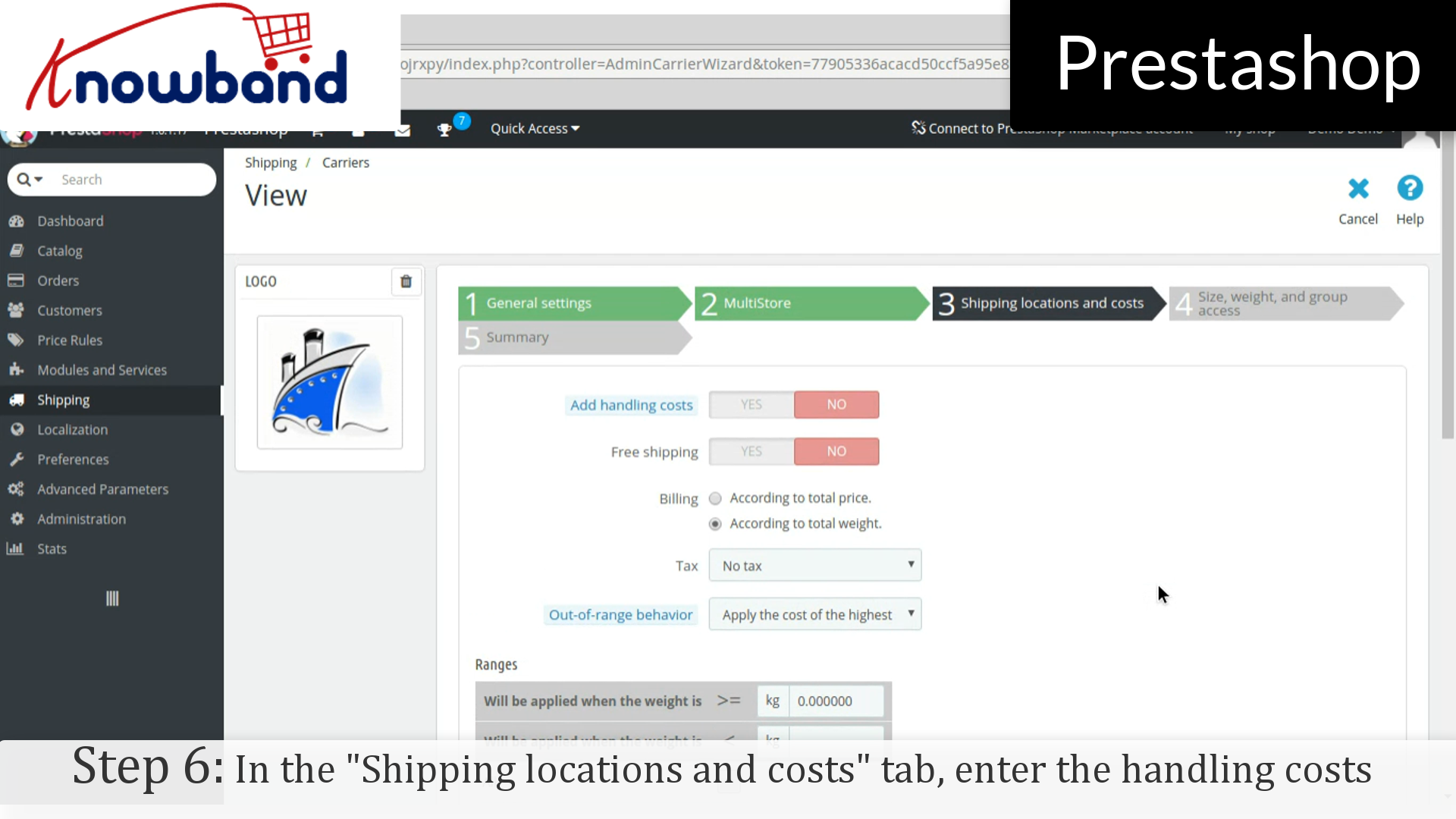 Shipping location & Cost Settings | Knowband Demo Dashboard