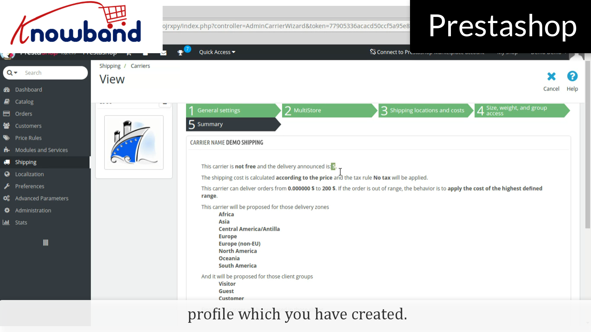 Registerkarte &quot;Profil&quot; | Knowband Demo Dashboard