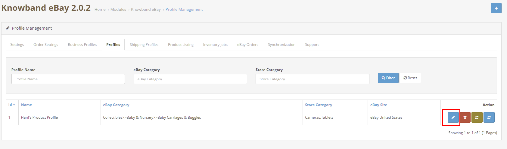 Edición de perfil de eBay en OpenCart Configuración de edición de perfil de eBay de Knowband Opencart