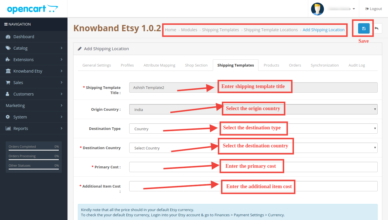 knowband-opencart-etsy-integration-admin-interface-add-shipping-ubicación