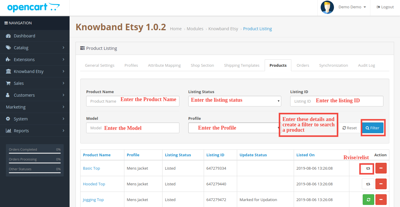 knowband-opencart-etsy-integration-admin-interface-product-listing