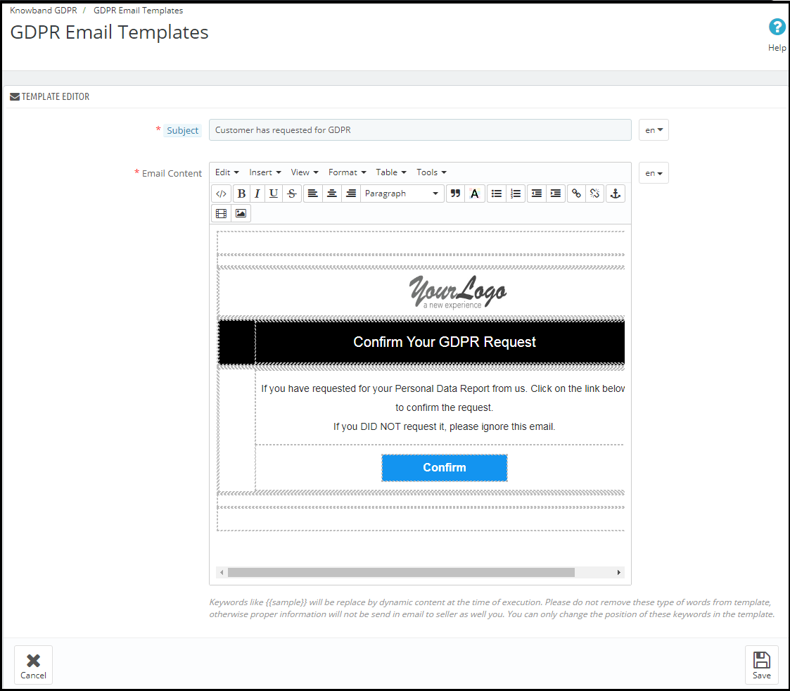 GDPR-Personal-Data-Confirmation-approval-Mail-Template