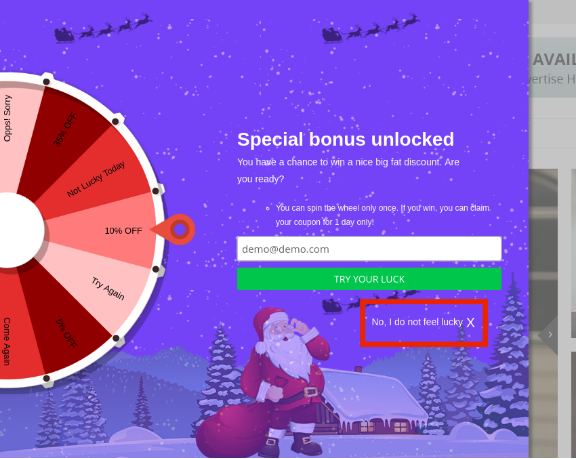 WooCommerce spin and win | Front Interface