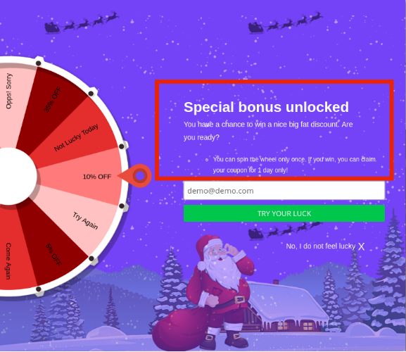 WooCommerce spin and win | Front End