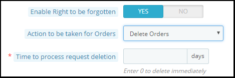 opciones de eliminación de pedidos