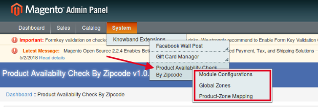 Magento Product Zipcode Validator_Admin Interface