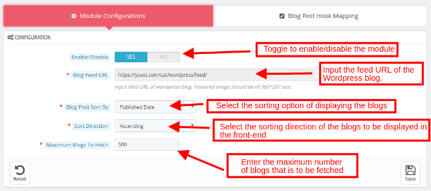 Prestashop WordPress Blog Post Manager | Module Configurations