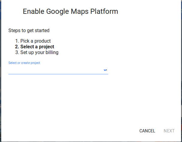 Étapes de génération de clé de l&#39;API Google Map