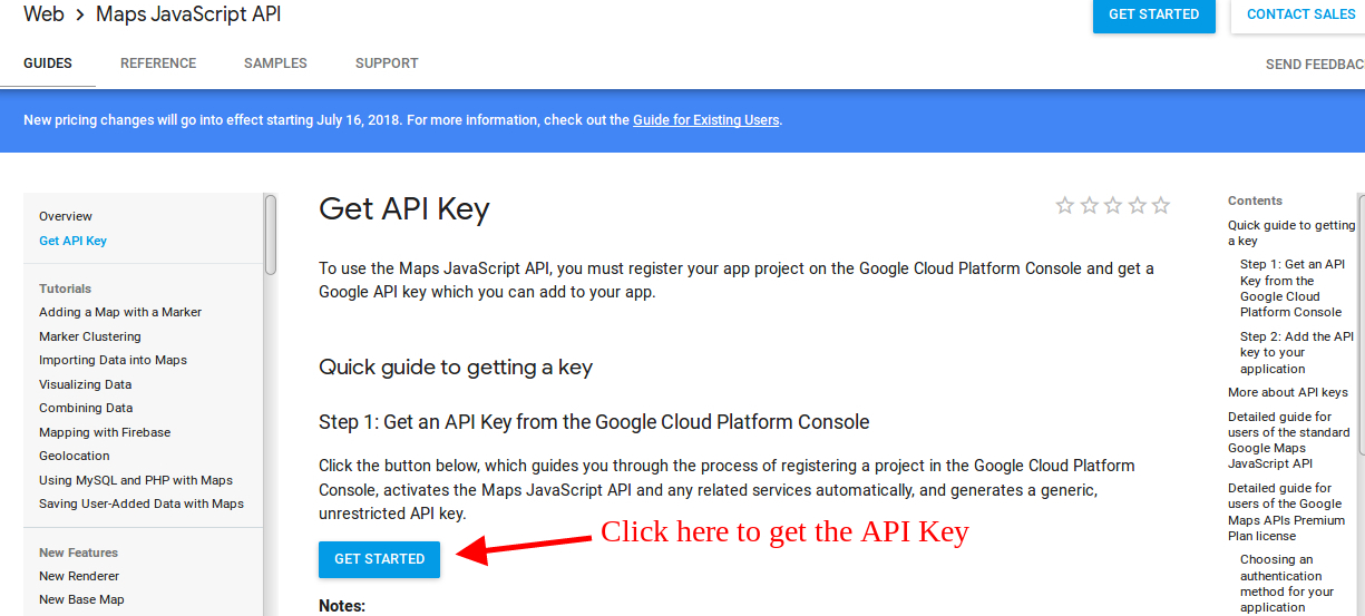 Google map API key generation