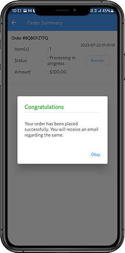  Magento 2 Mobile App- Order Successful message