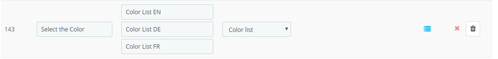 Lista de colores de PrestaShop Dynamic Product Price