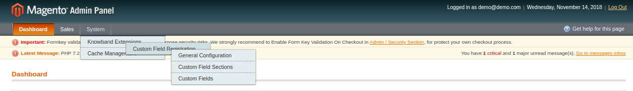 Opção de personalização do módulo de formulário de registro personalizado Magento