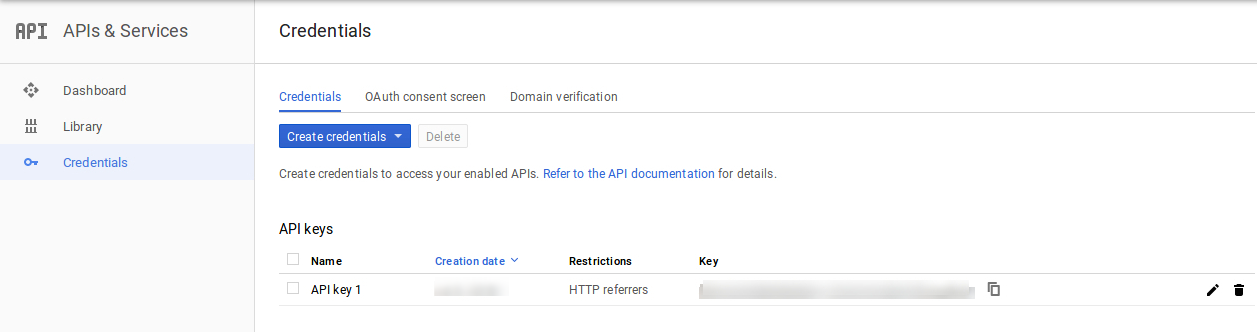 API-Schlüssel eingerichtet