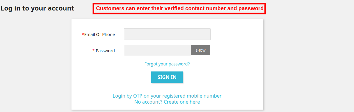 Login by mobile phone number module front-end interface