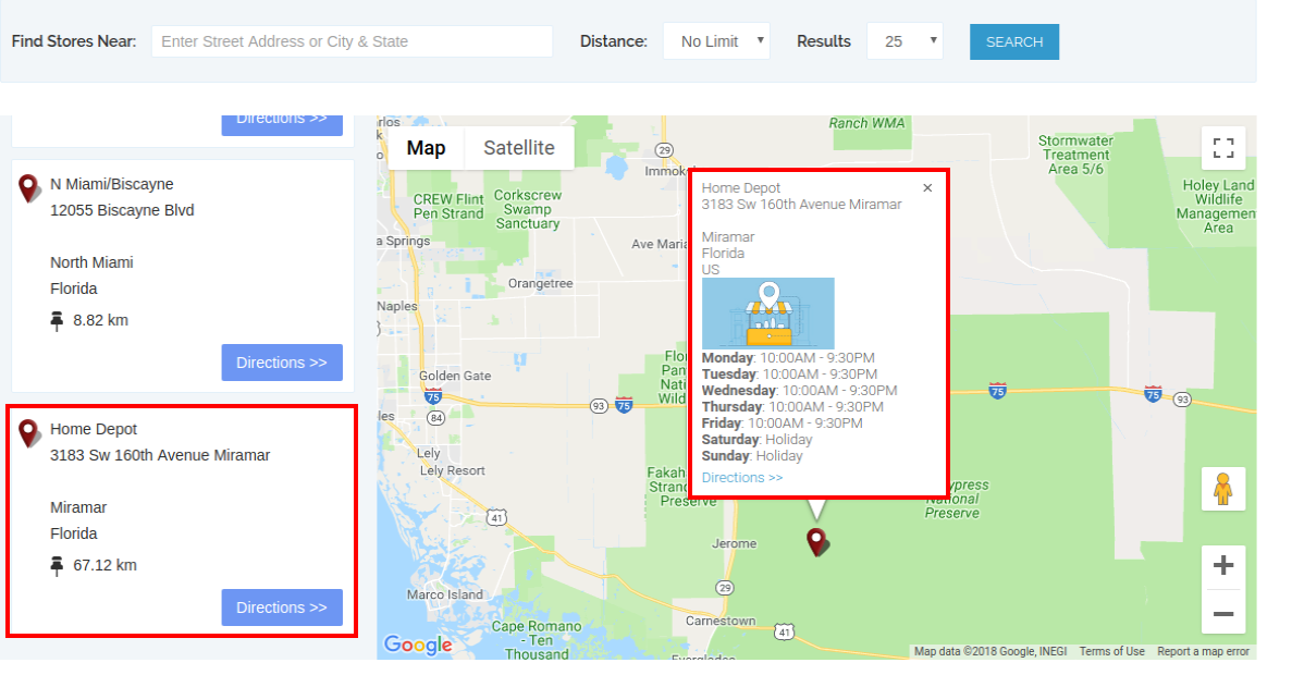 Estensione di Google Maps Store Locator di Magento
