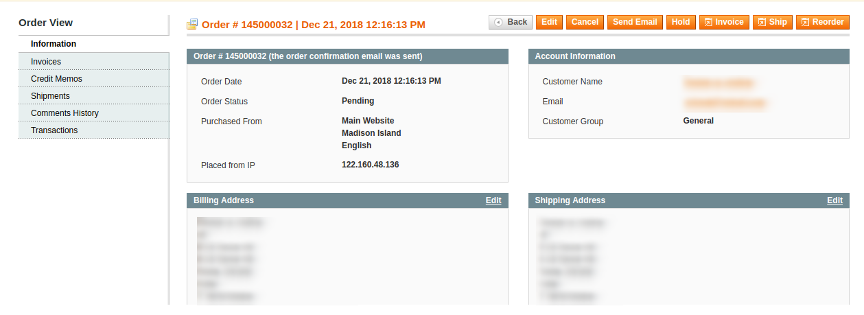 order view Magento Shipping Timer module