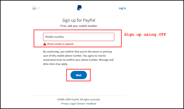Sin-up-paypal-using-otp-paypal-client-id