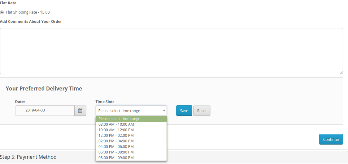 OpenCart preferuje interfejs modułu czasu dostawy