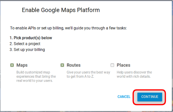 Génération de clés de l&#39;API Google Map
