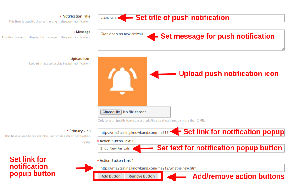 Módulo de notificação por push da Web Magento 2